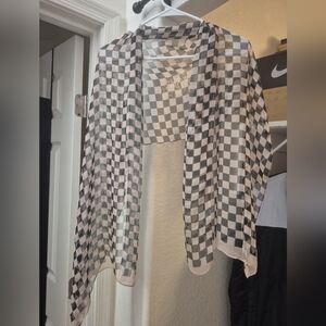 Checkered Black and Light Pink Scarf